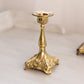 Vintage Small Gilded Gold Tone Metal Candlestick with Floral Designs