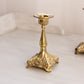 Vintage Small Gilded Gold Tone Metal Candlestick with Floral Designs