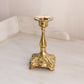 Vintage Small Gilded Gold Tone Metal Candlestick with Floral Designs