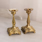 Vintage Small Gilded Gold Tone Metal Candlestick with Floral Designs