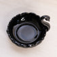 Vintage Small Circular Black Glass Swan Dish