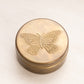 Vintage Small Circular Metal Gold Tone Butterfly Lidded Jar