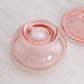 Vintage Small Circular Pink Glass Lidded Dish