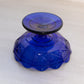 Vintage Small Cobalt Blue Glass Footed Dish with Diamond Designs