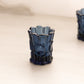 Vintage Small Dark Blue Glass Toothpick Holder with Circular Designs