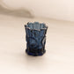 Vintage Small Dark Blue Glass Toothpick Holder with Circular Designs