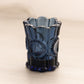 Vintage Small Dark Blue Glass Toothpick Holder with Circular Designs