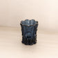 Vintage Small Dark Blue Glass Toothpick Holder with Circular Designs
