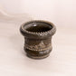 Vintage Small Dark Brown Slag Glass Toothpick Holder with Leaf Designs