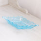 Vintage Small Diamond Blue Glass Dish with Hobnail Bottom