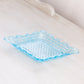 Vintage Small Diamond Blue Glass Dish with Hobnail Bottom