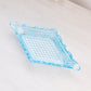 Vintage Small Diamond Blue Glass Dish with Hobnail Bottom