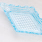 Vintage Small Diamond Blue Glass Dish with Hobnail Bottom