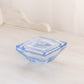 Vintage Small Diamond Gem Shaped Blue Glass Lidded Dish
