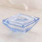 Vintage Small Diamond Gem Shaped Blue Glass Lidded Dish