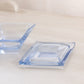 Vintage Small Diamond Gem Shaped Blue Glass Lidded Dish
