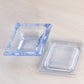 Vintage Small Diamond Gem Shaped Blue Glass Lidded Dish