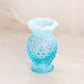 Vintage Small Fenton Blue Opalescent Glass Ruffle Edge Hobnail Vase