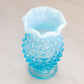 Vintage Small Fenton Blue Opalescent Glass Ruffle Edge Hobnail Vase