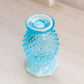 Vintage Small Fenton Blue Opalescent Glass Ruffle Edge Hobnail Vase