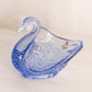 Vintage Small Fenton Glass Blue Opalescent Swan Dish