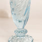 Vintage Small Fostoria Blue Glass Vase with Swirl Design