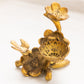 Vintage Small Gold Tone Metal Bird and Flower Figurine