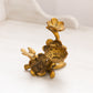 Vintage Small Gold Tone Metal Bird and Flower Figurine