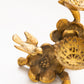 Vintage Small Gold Tone Metal Bird and Flower Figurine