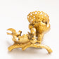 Vintage Small Gold Tone Metal Bird and Flower Figurine