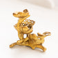 Vintage Small Gold Tone Metal Bird and Flower Figurine