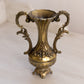 Vintage Small Gold Tone Metal Floral Handled Vase (Made in Italy)