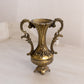 Vintage Small Gold Tone Metal Floral Handled Vase (Made in Italy)