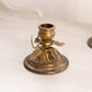 Vintage Small Gold Tone Metal Flower Candleholder with Leaf Designs