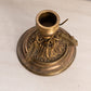 Vintage Small Gold Tone Metal Flower Candleholder with Leaf Designs