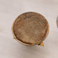 Vintage Small Gold Tone Metal Flower Candleholder with Leaf Designs