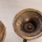 Vintage Small Gold Tone Metal Flower Candleholder with Leaf Designs