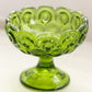 Vintage Small Green Glass Moon & Star Compote