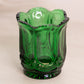 Vintage Small Green Glass Toothpick Holder with Oval Designs