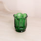 Vintage Small Green Glass Toothpick Holder with Oval Designs