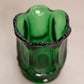 Vintage Small Green Glass Toothpick Holder with Oval Designs