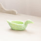 Vintage Small Green Milk Glass Iridescent Bird Dish