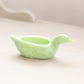 Vintage Small Green Milk Glass Iridescent Bird Dish