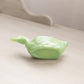 Vintage Small Green Milk Glass Iridescent Bird Dish