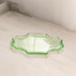 Vintage Small Green Uranium Glass Tray with Pointed Corners (Glows)