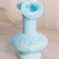 Vintage Small Imperial Glass Pearlescent Light Blue Vase with Pinched Top