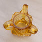 Vintage Small Kemple Amber Glass Handled Floral Toothpick Holder