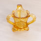 Vintage Small Kemple Amber Glass Handled Floral Toothpick Holder