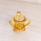 Vintage Small Kemple Amber Glass Handled Floral Toothpick Holder