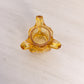 Vintage Small Kemple Amber Glass Handled Floral Toothpick Holder